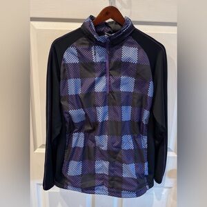 Nike Golf  1/4 Zip Pullover Men's Size Large Purple Plaid & Black Hooded